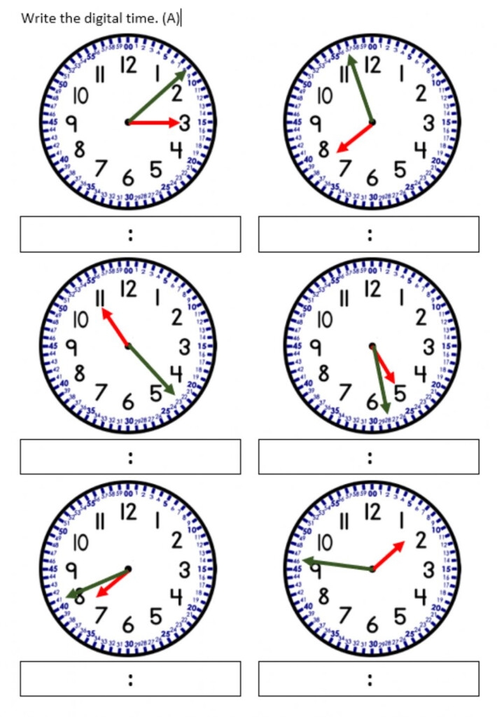 Printable Telling Time To The Minute Worksheets Telling Time Worksheets