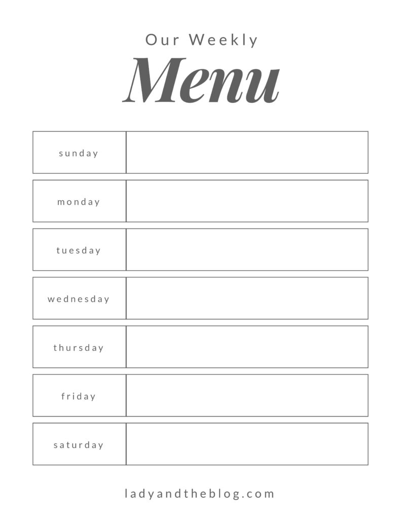 Printable Weekly Meal Planner Zikfc