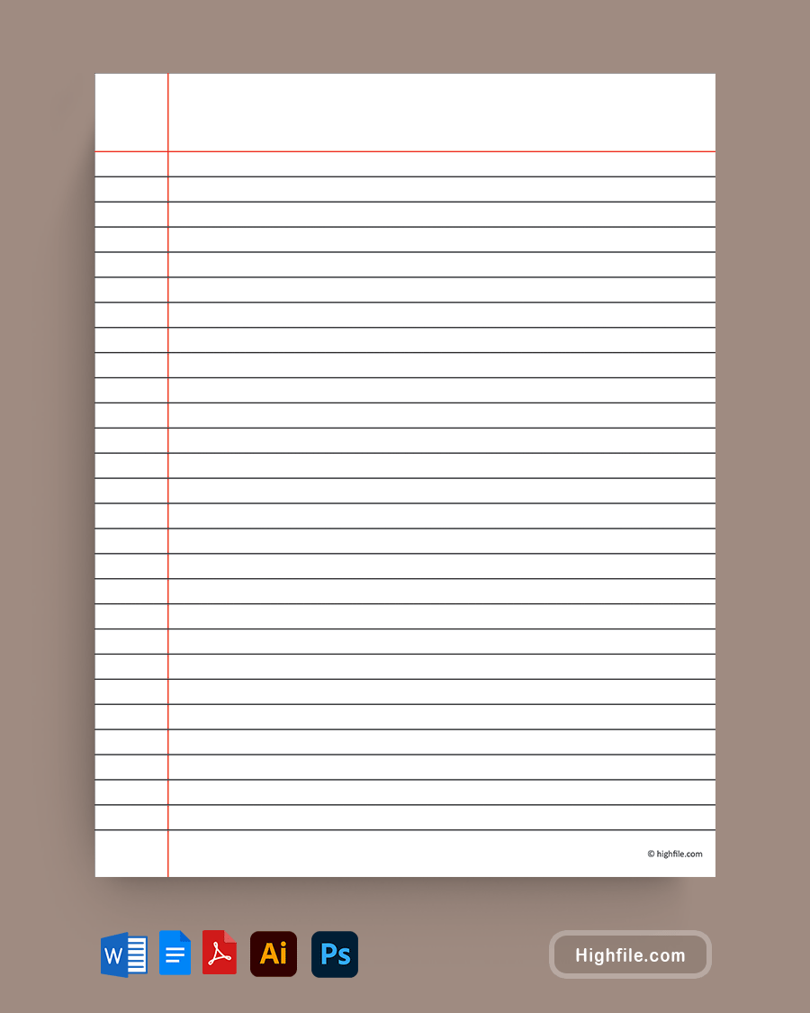 Printable Wide Ruled Lined Paper Template Word Google Docs PDF 