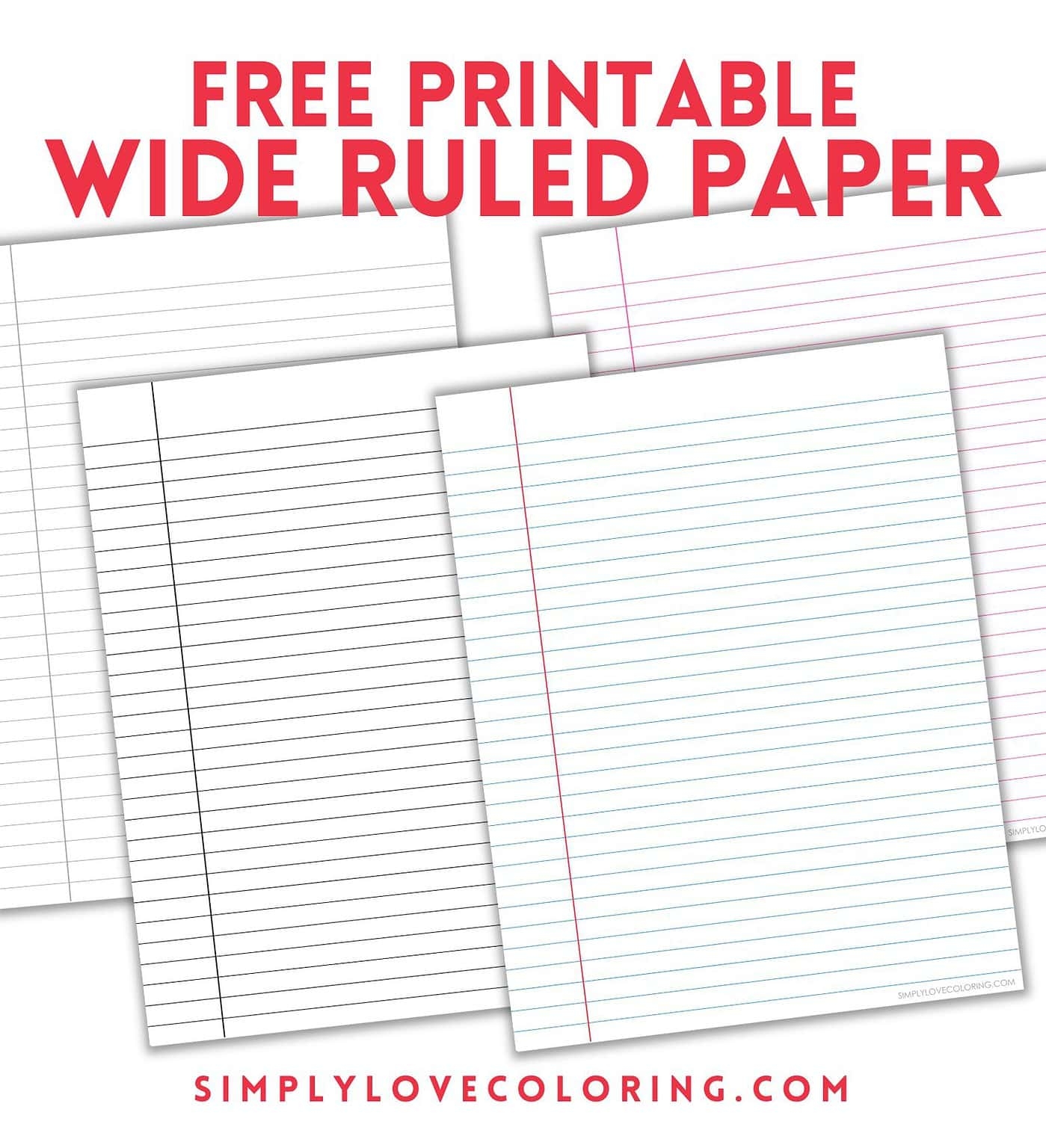 Printable Wide Ruled Paper Free PDF Download Simply Love Coloring