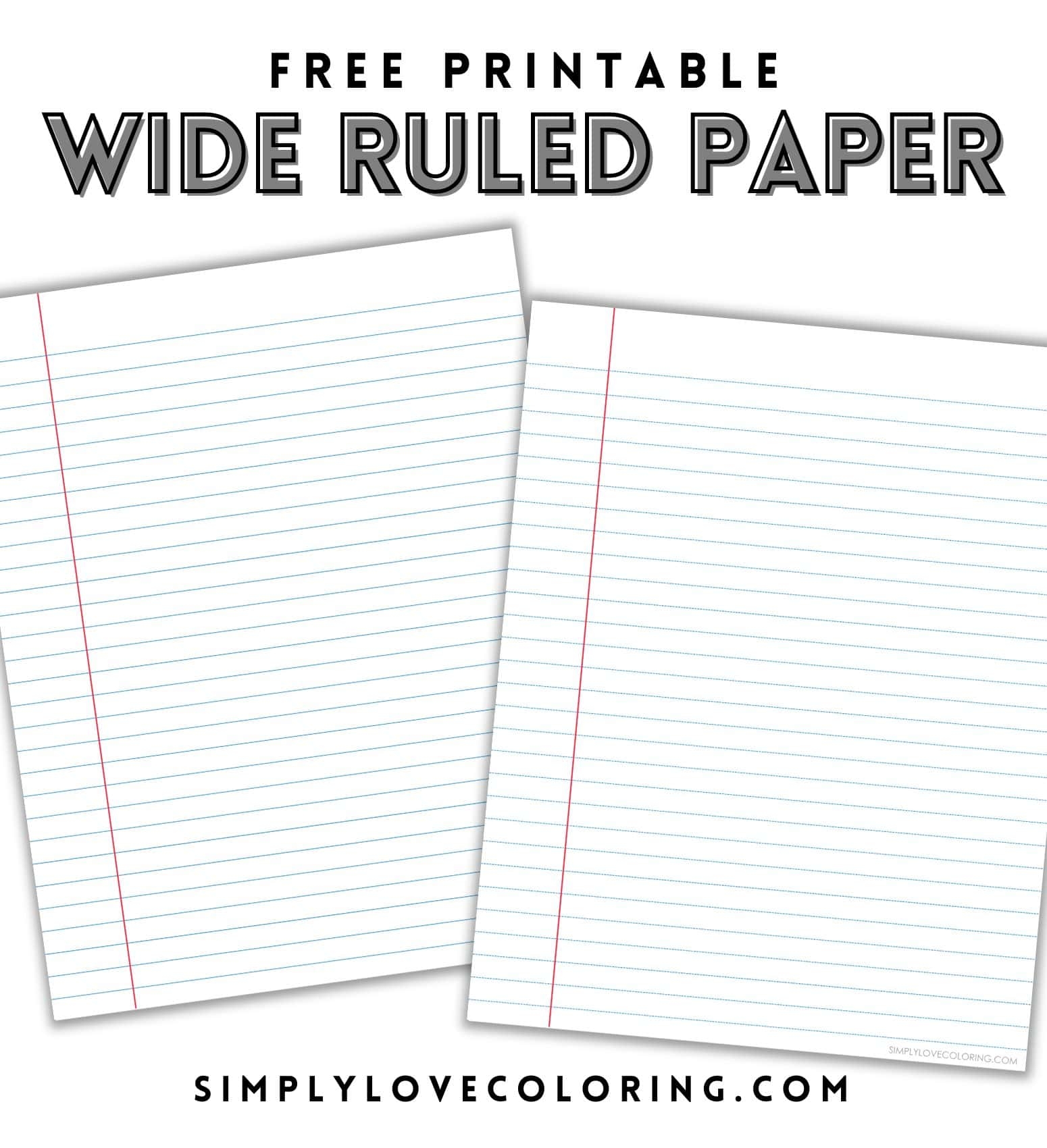 Printable Wide Ruled Paper Free PDF Download Simply Love Coloring