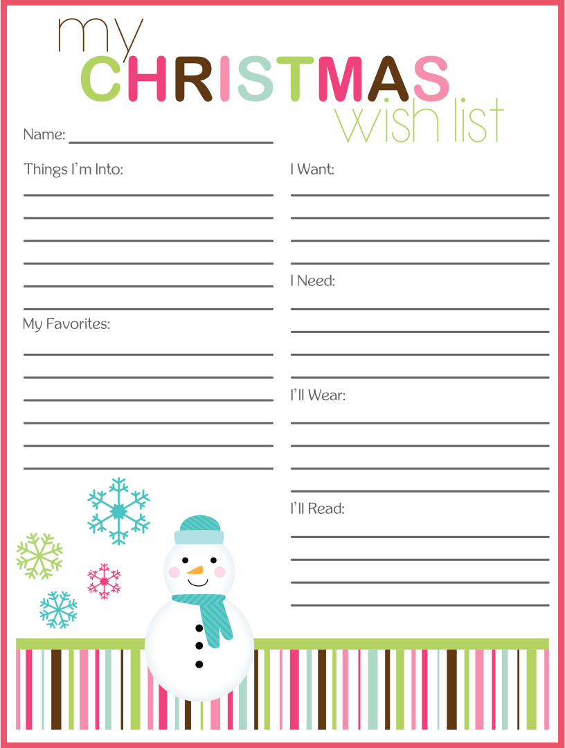 Printable Wish List Template