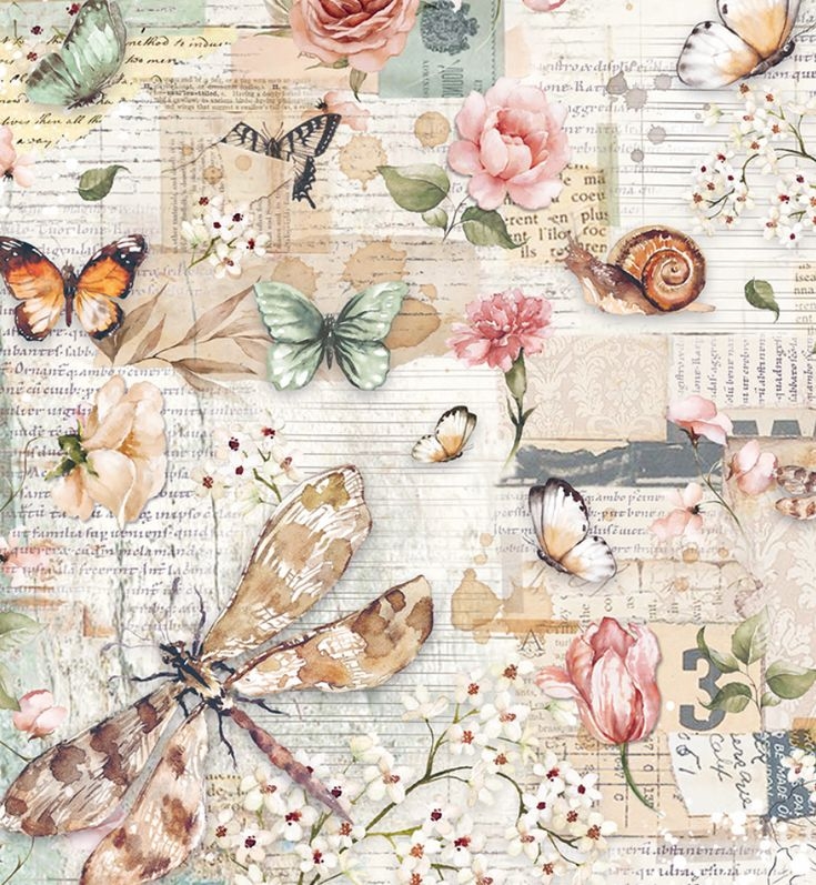 Rice Paper A4 Nature In Love Piuma Ciao Bella Vintage Paper 