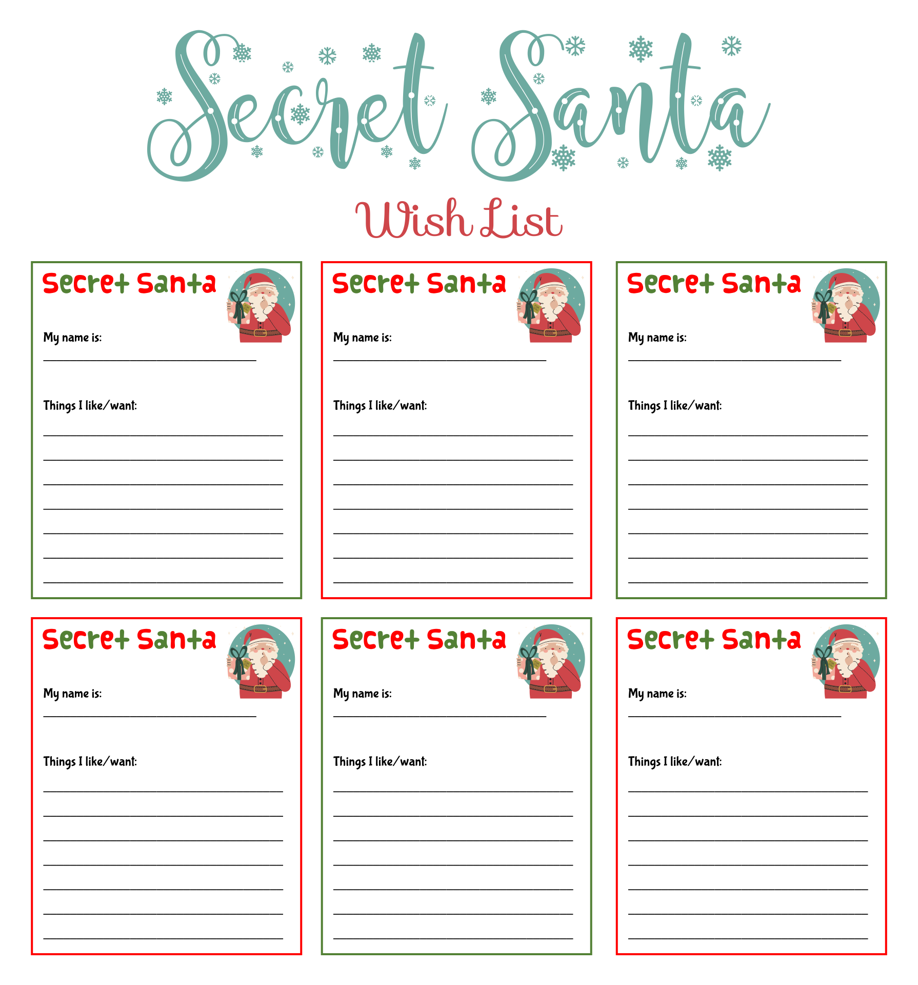 Secret Santa Wish List Template Printable Free Printable Templates 