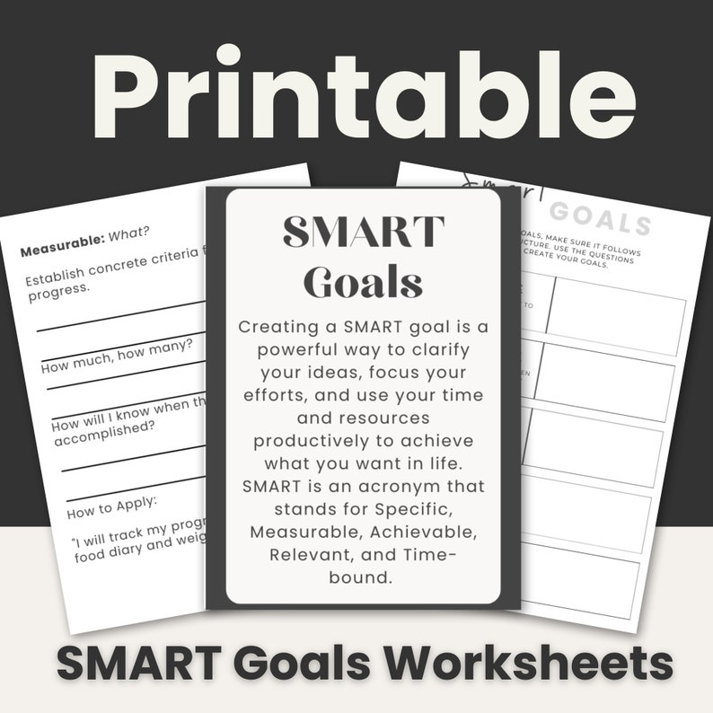 SMART Goals Printable Worksheet Etsy