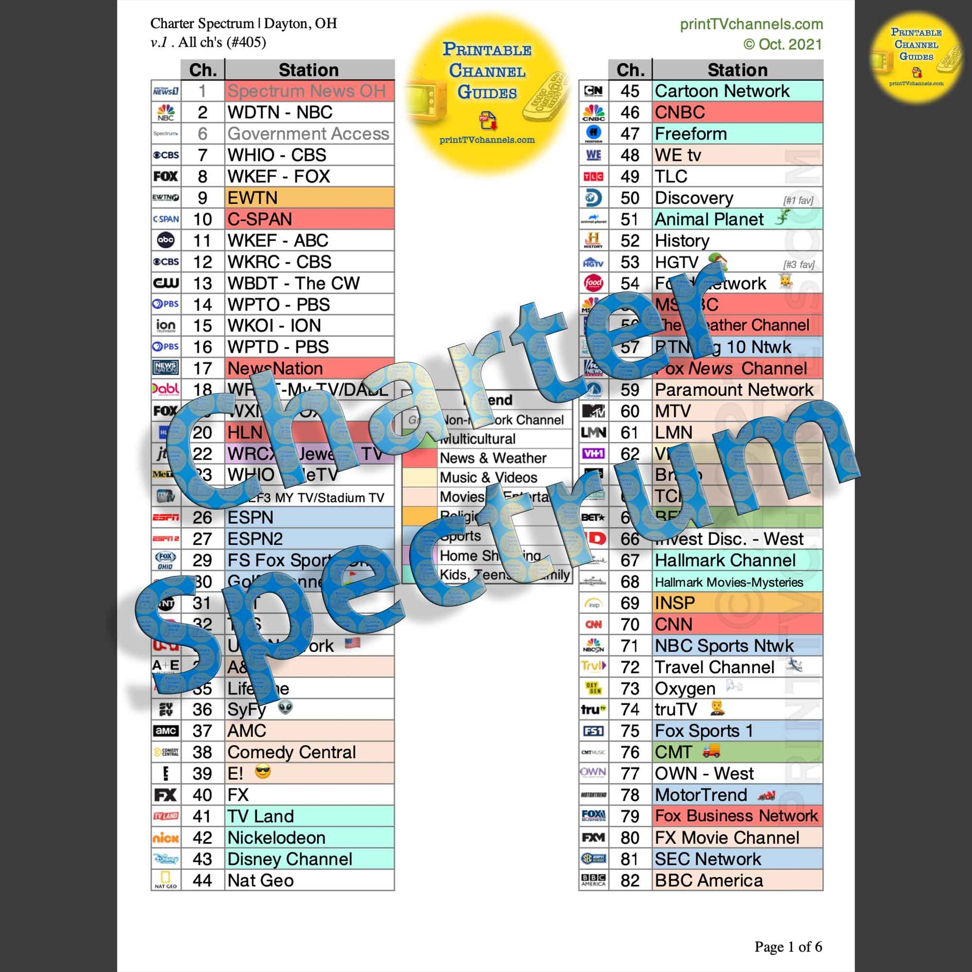 Spectrum Channel Lineup Printable Clearwater FL Free PDF 