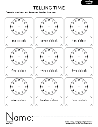 Telling Time Worksheet 5 PrimaryLearning