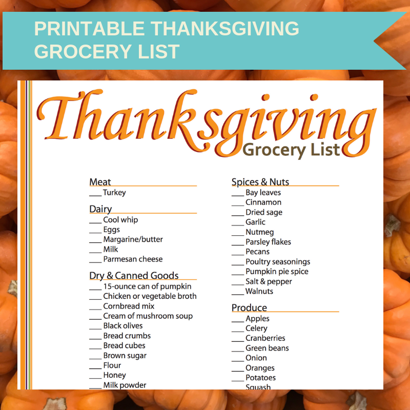 Thanksgiving Grocery List Printable Printable Word Searches