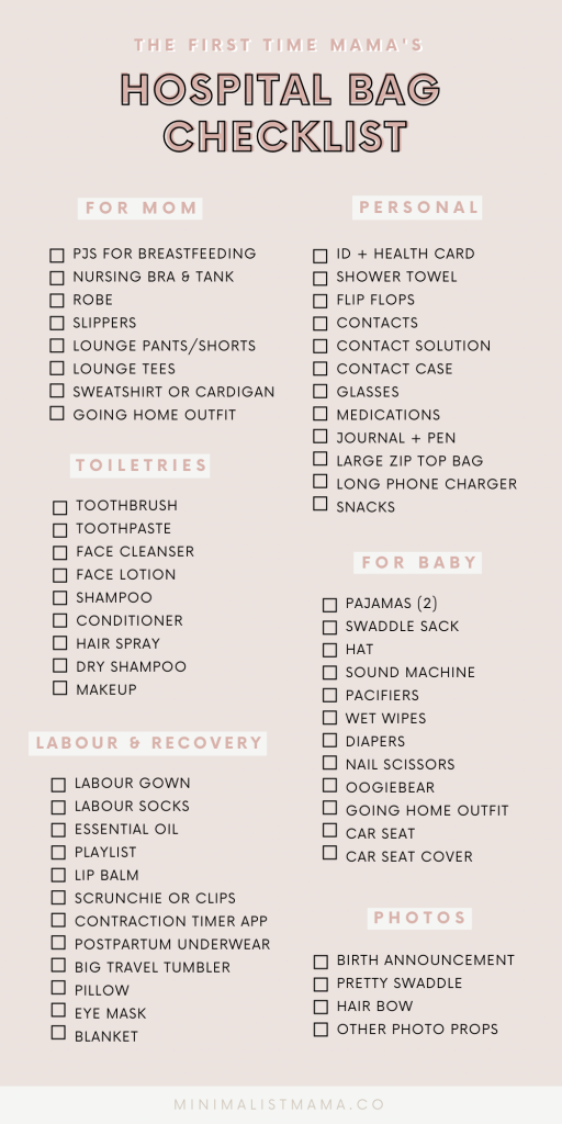 The Ultimate Hospital Bag Checklist Printable PDF Hospital Bag