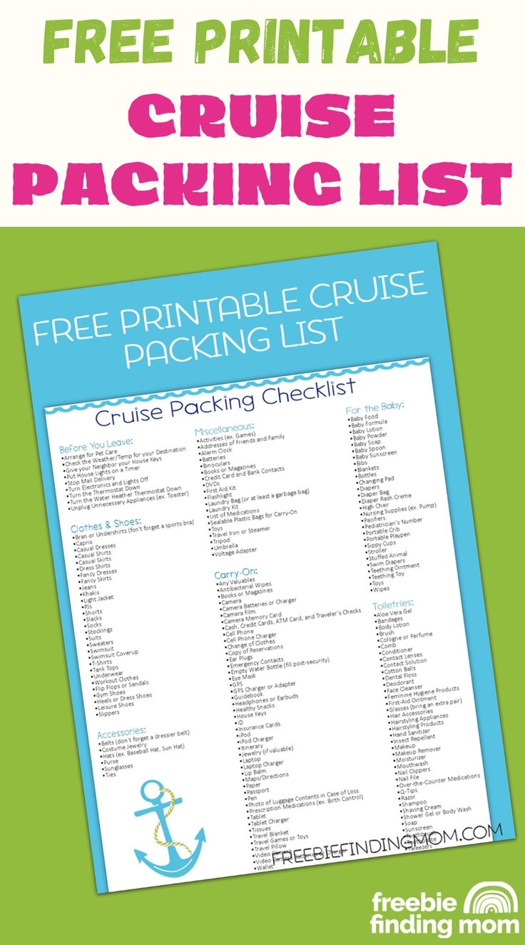 This Is A Free Printable Cruise Packing List Cruise Packing List 