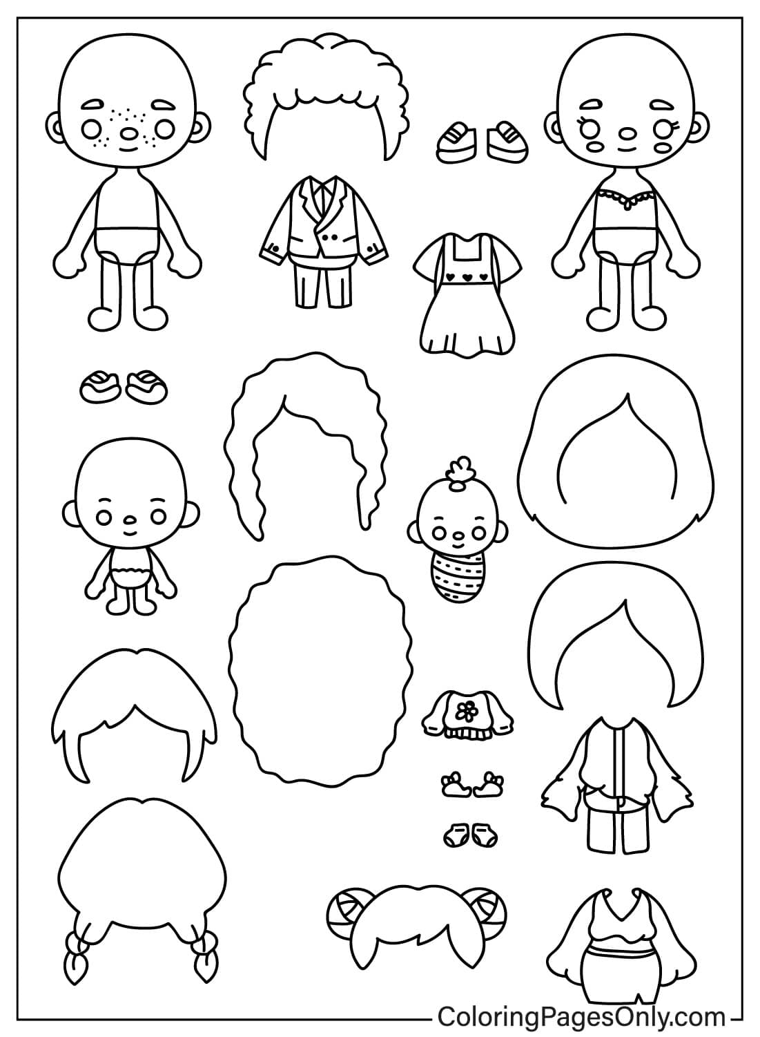 Toca Boca Paper Doll Template Free Printable Coloring Pages
