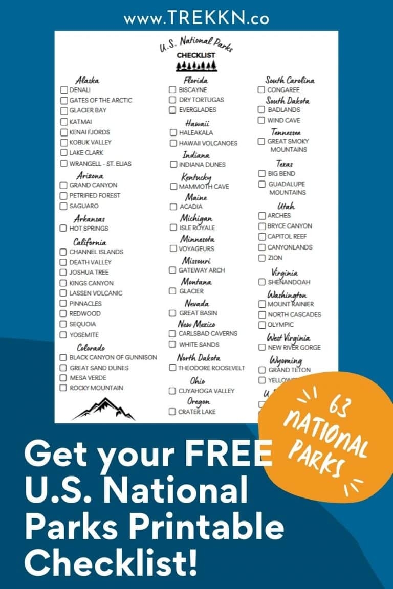Us National Parks List Printable