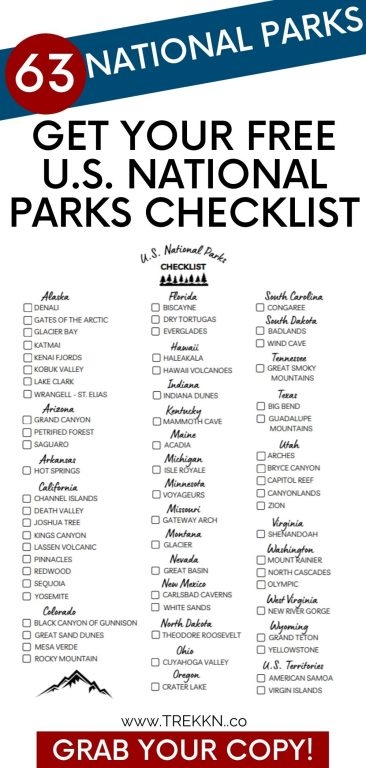Us National Parks List Printable