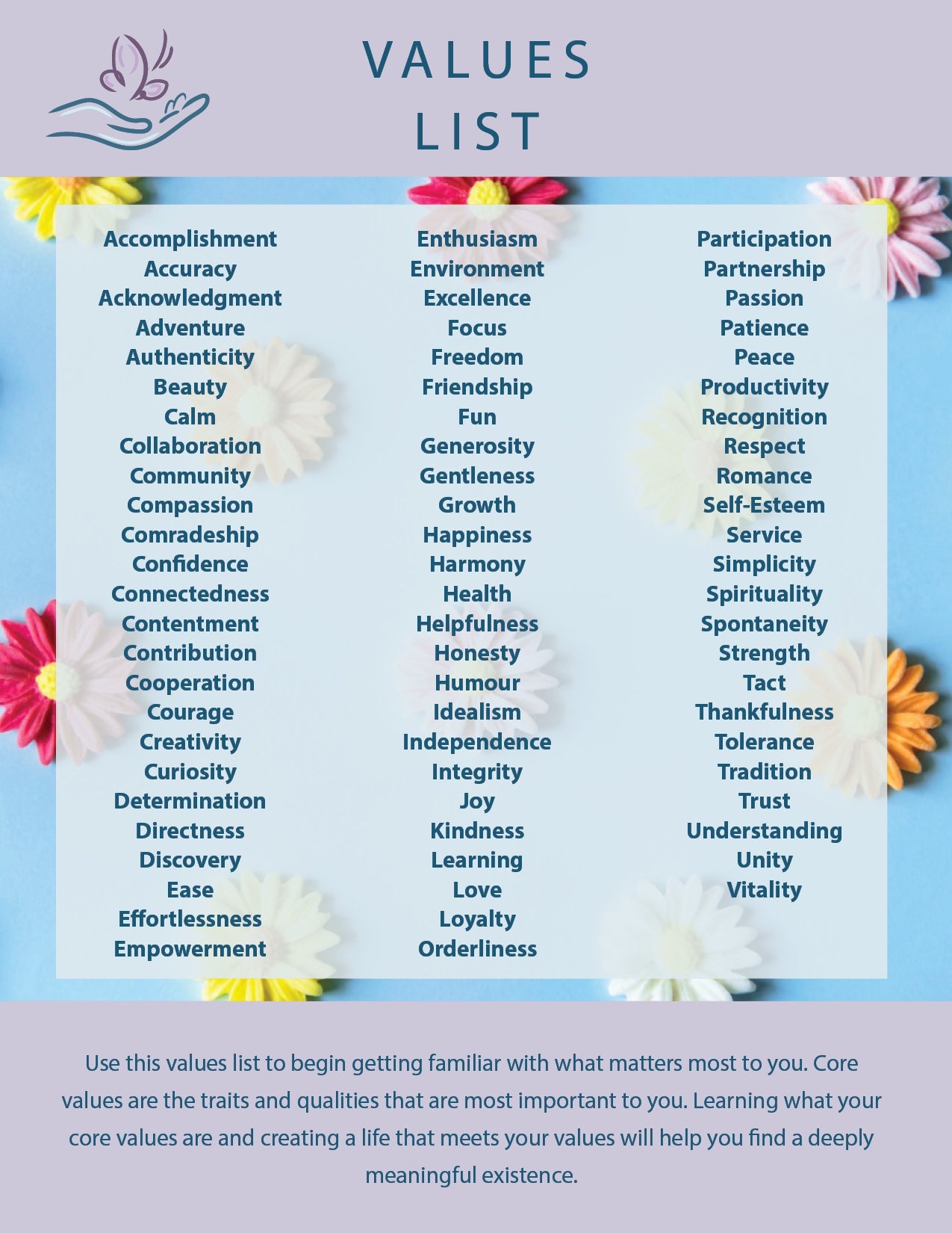 Values List Psych Company
