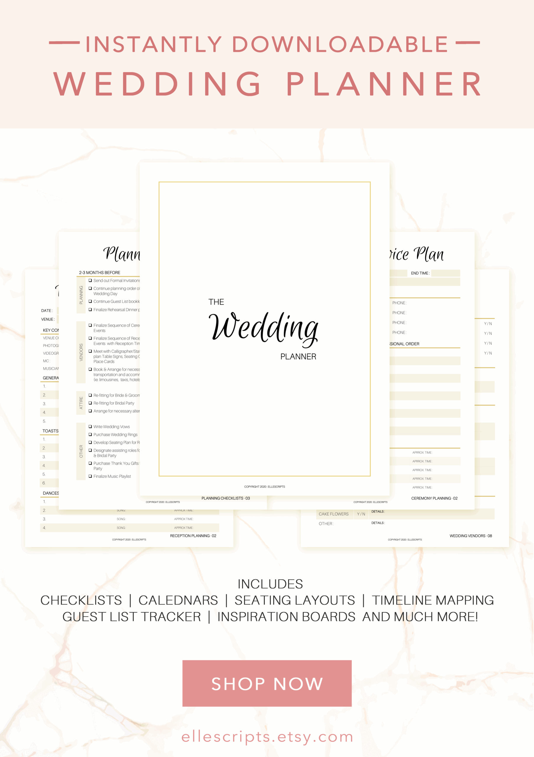 Wedding Planner Printable PDF Instant Download Wedding Etsy Canada 