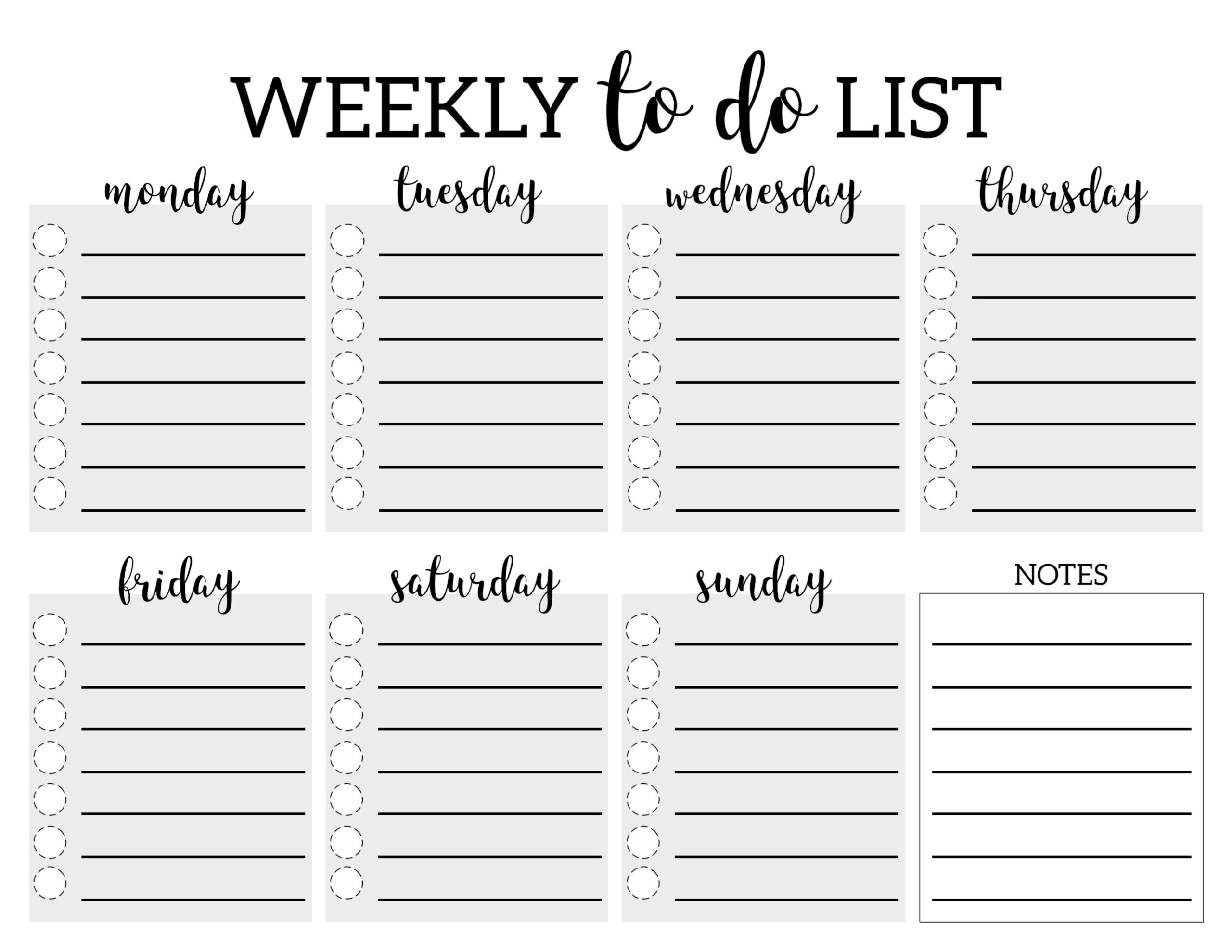 Weekly Printable To Do List For Getting Organized Weekly To Do List